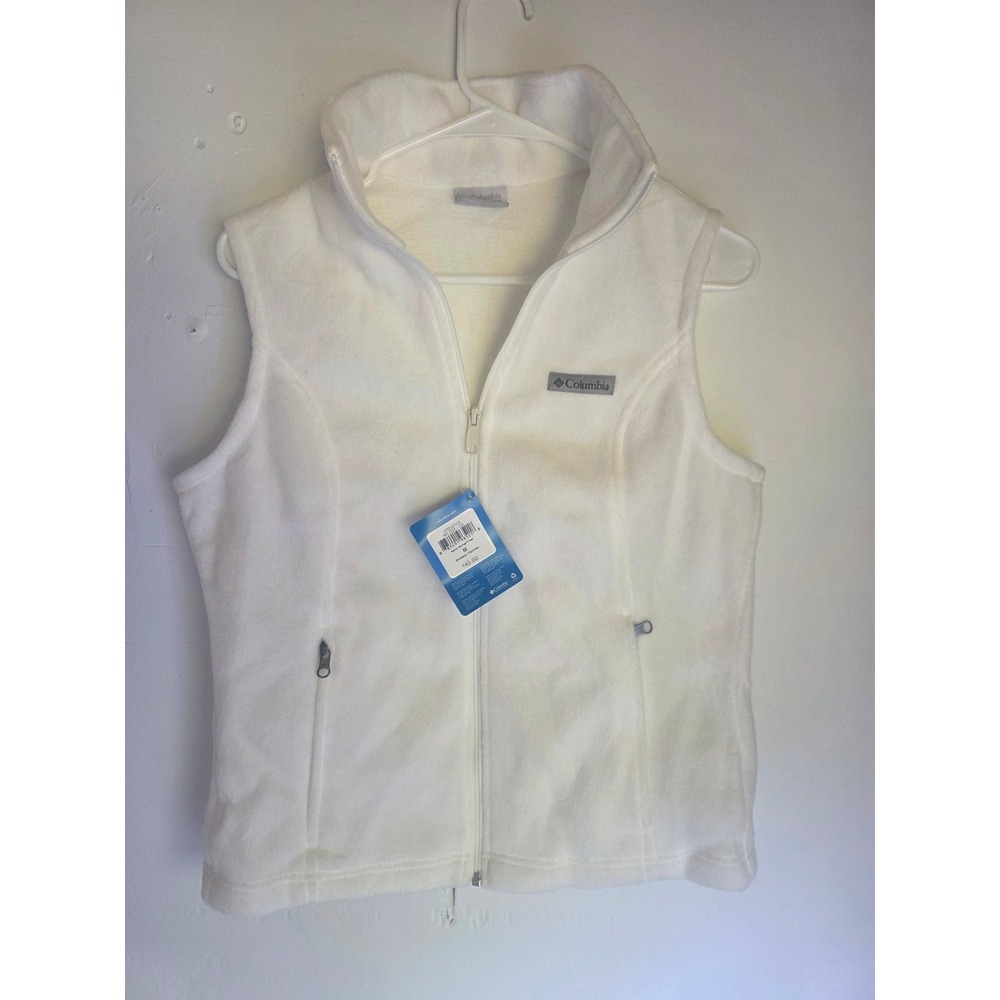 Columbia Benton Springs Fleece Vest White Full Zip Womens M WL1023-125 NEW